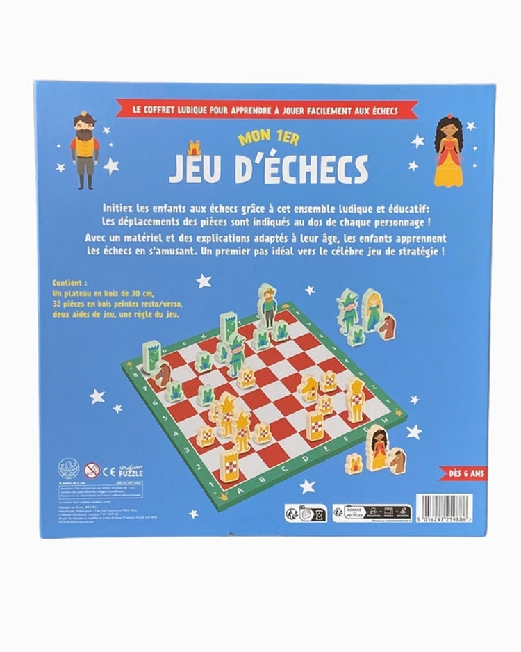 Jeu d'échecs en bois avec pièces colorées pour enfants