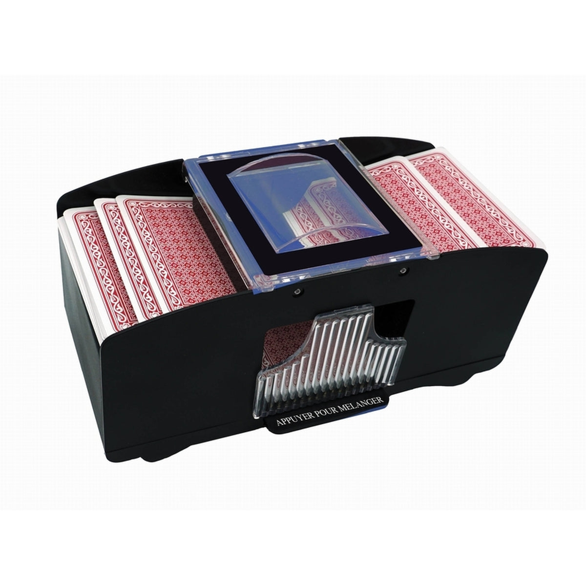 Mélangeur automatique de cartes vu de dessus, design élégant