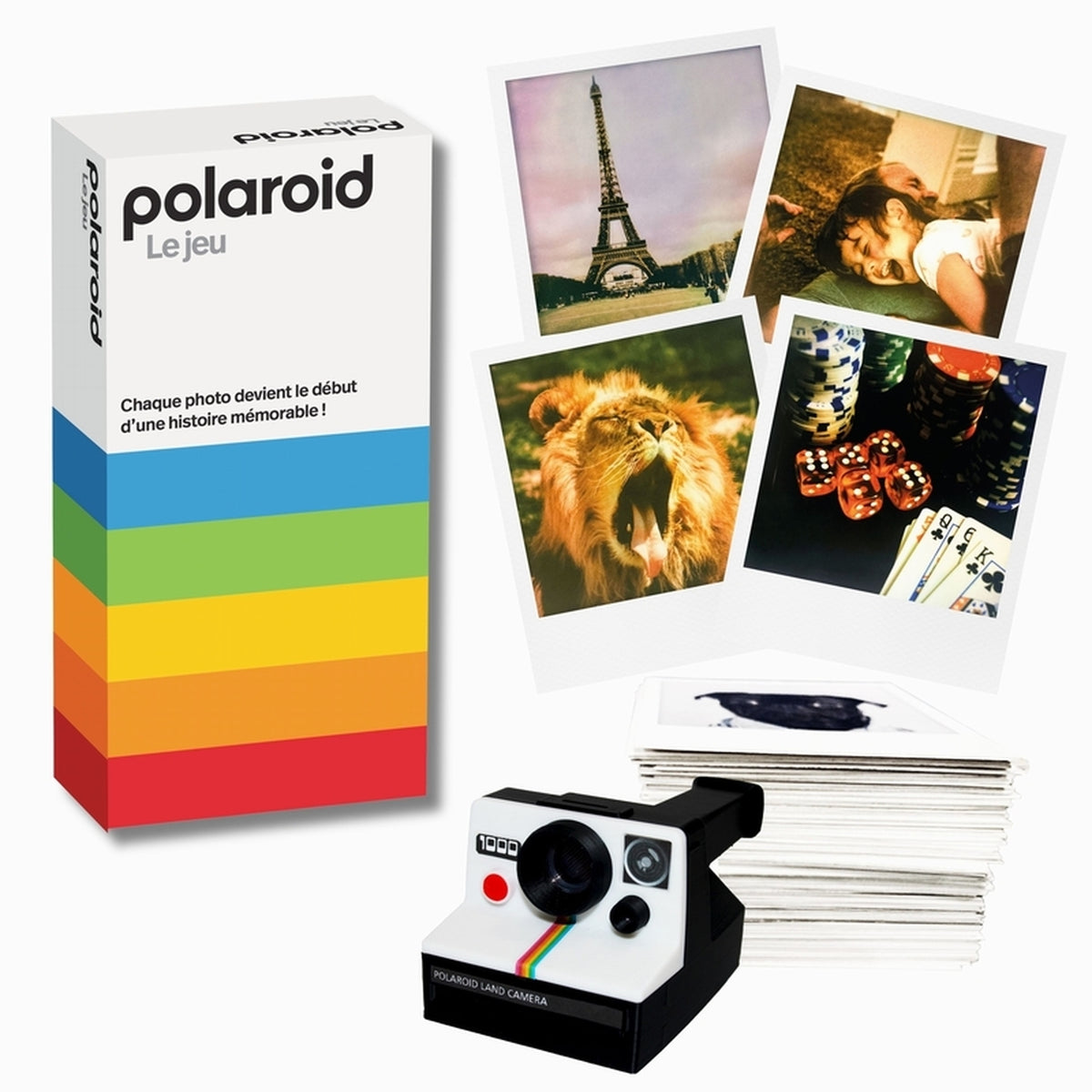 Boîte de Polaroid le jeu avec des illustrations colorées