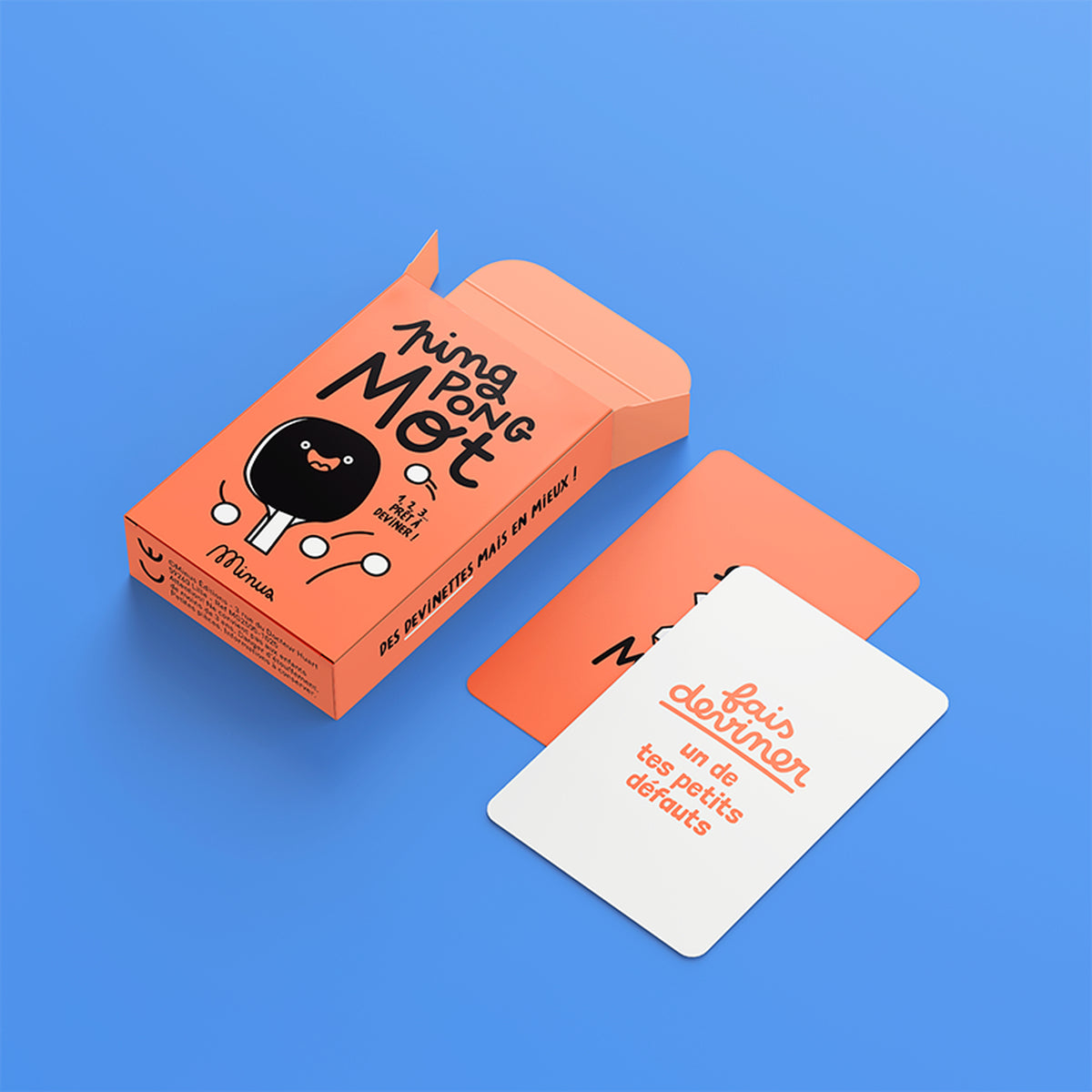Boîte de jeu Ping-pong mot avec design coloré et ludique