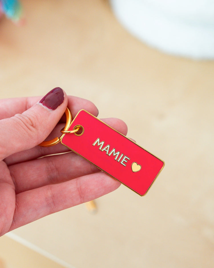Porte-clé Mamie avec cœur et lunettes sur fond clair