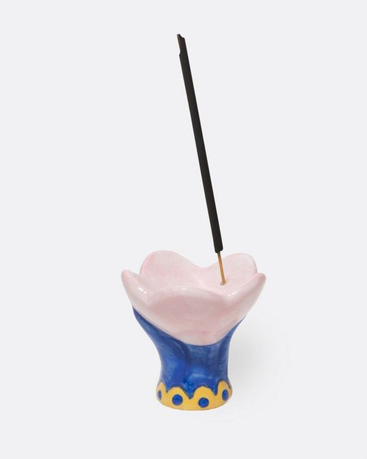 Porte-encens en forme de tulipe avec détails floraux