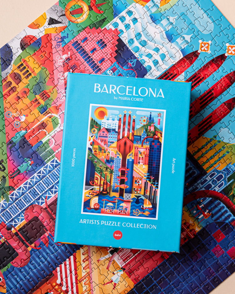 Puzzle de Barcelone avec motifs architecturaux colorés