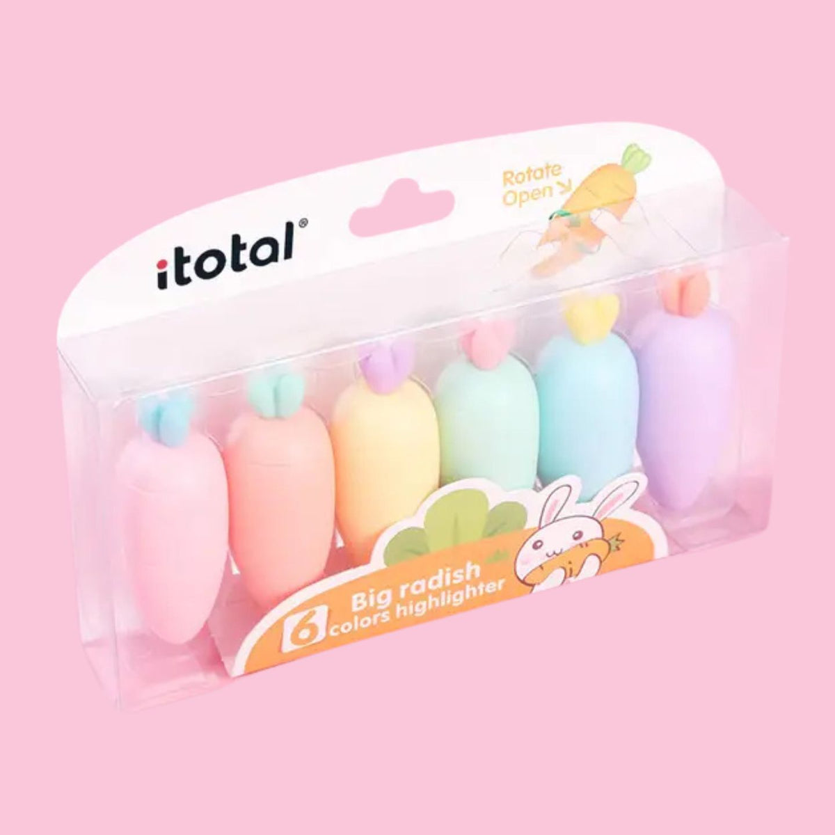 Surligneurs en forme de carotte avec couleurs pastel vibrantes
