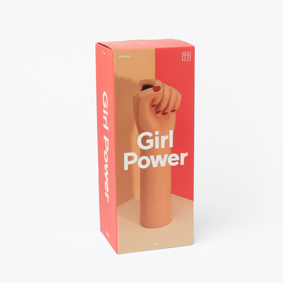 Vase en céramique avec poing levé, style girl power.