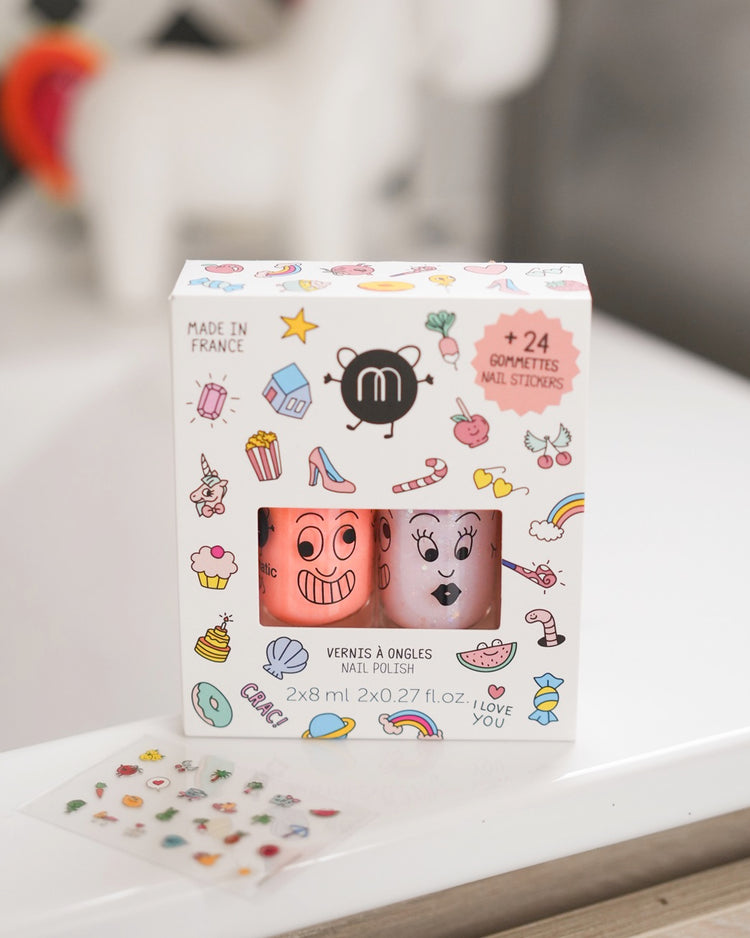 Coffret de vernis corail et paillettes pour enfants