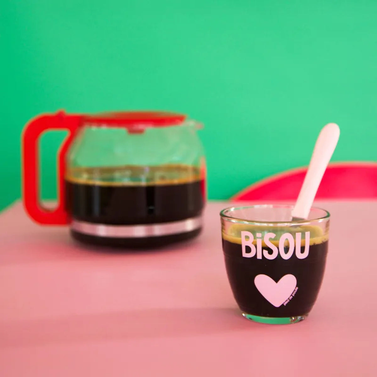 Verre Duralex Bisou XL avec message joyeux et couleurs vives