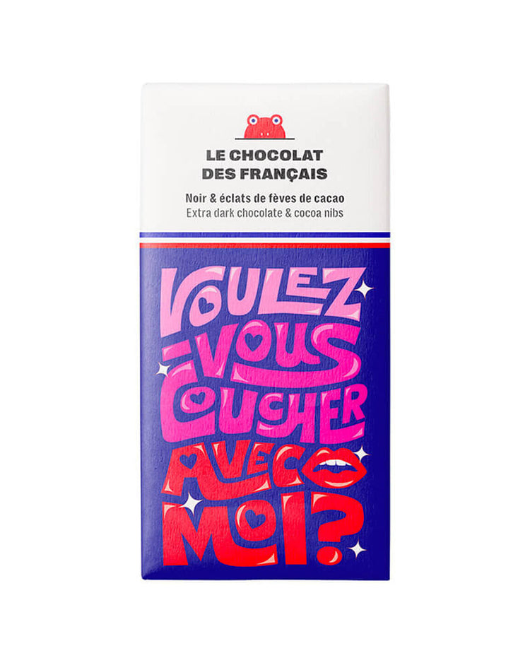 Tablette de chocolat avec message audacieux en gros plan