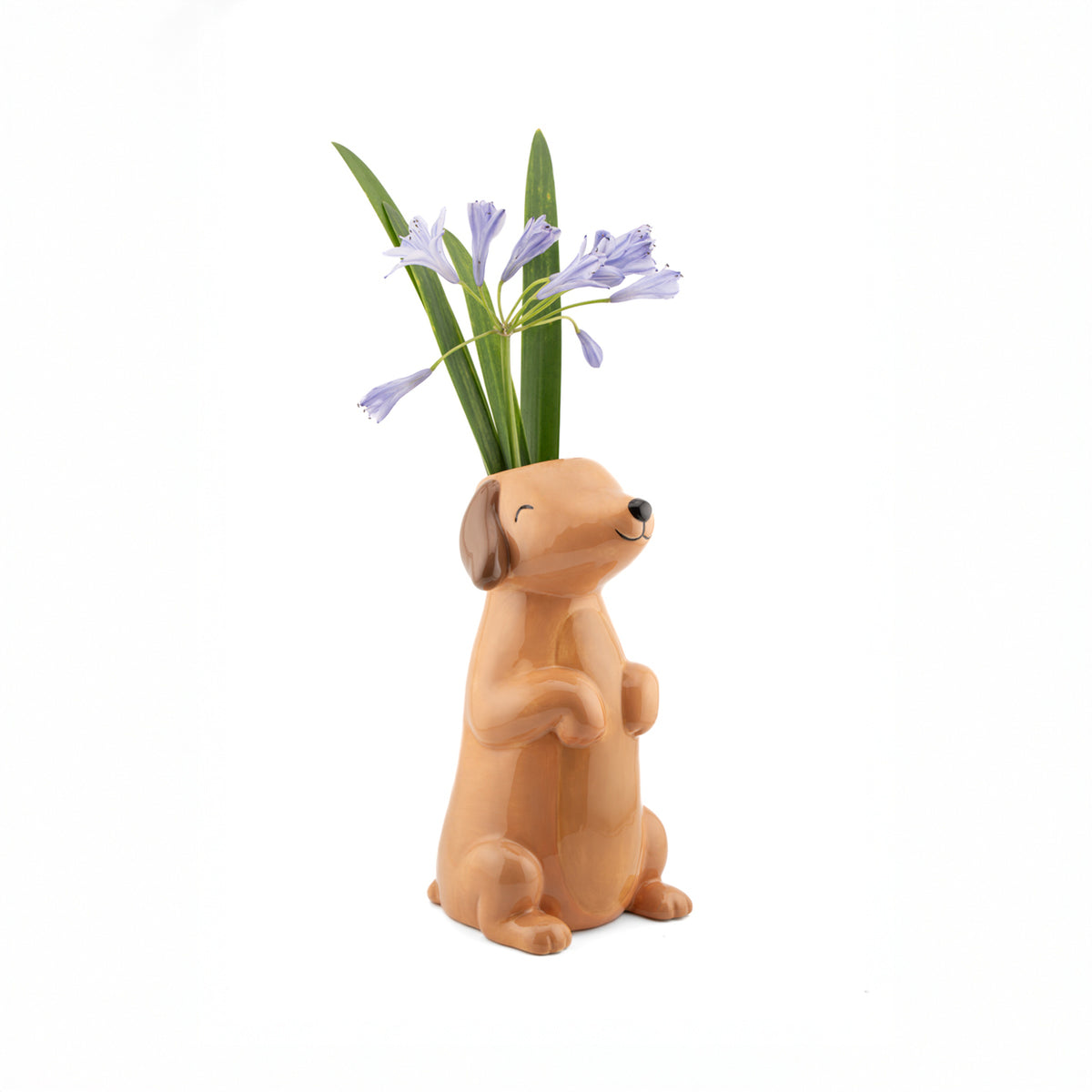 Vase en forme de teckel avec finition lisse et moderne