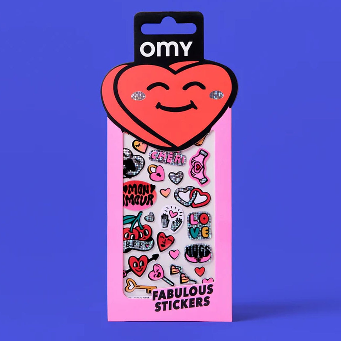Planche de stickers fluo avec cœurs et messages affectueux