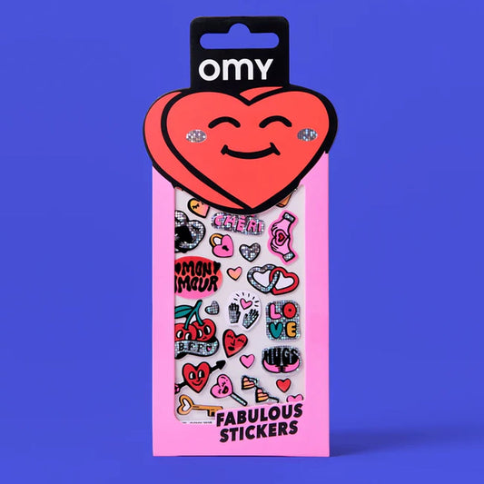 Planche de stickers fluo avec cœurs et messages affectueux