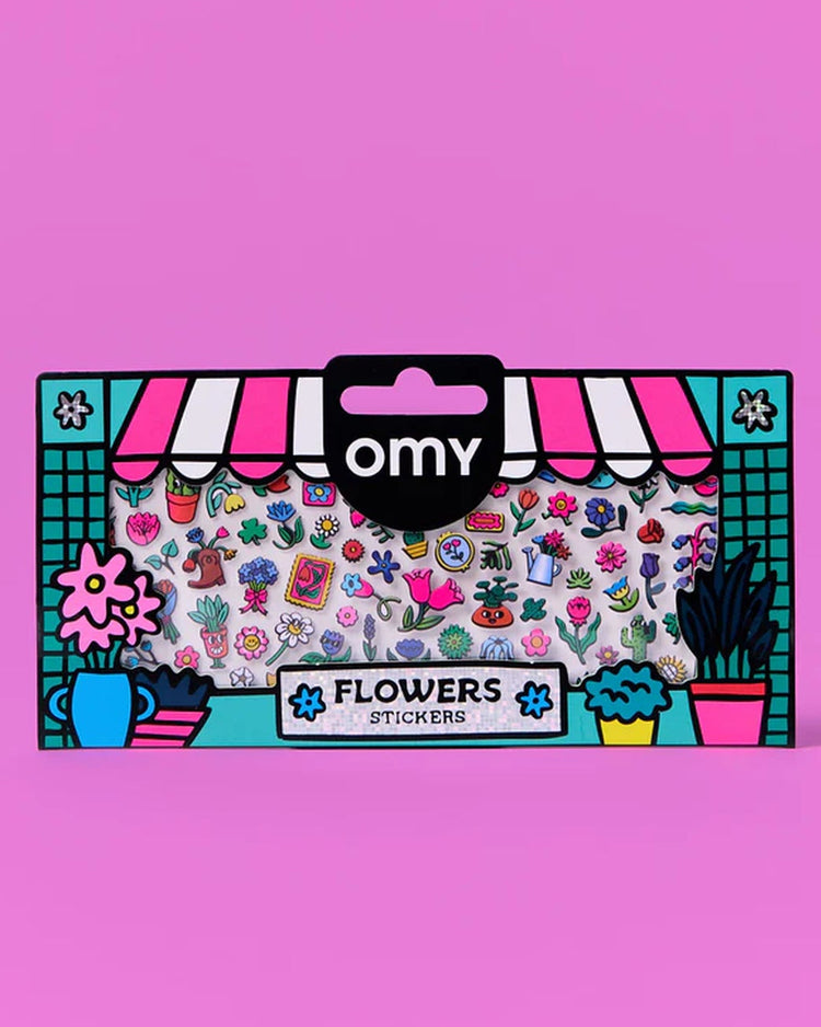 Planche de stickers floraux colorés avec motifs exotiques