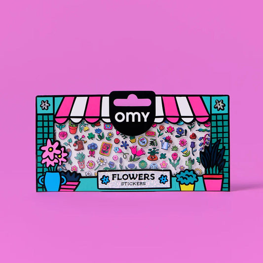 Planche de stickers floraux colorés avec motifs exotiques