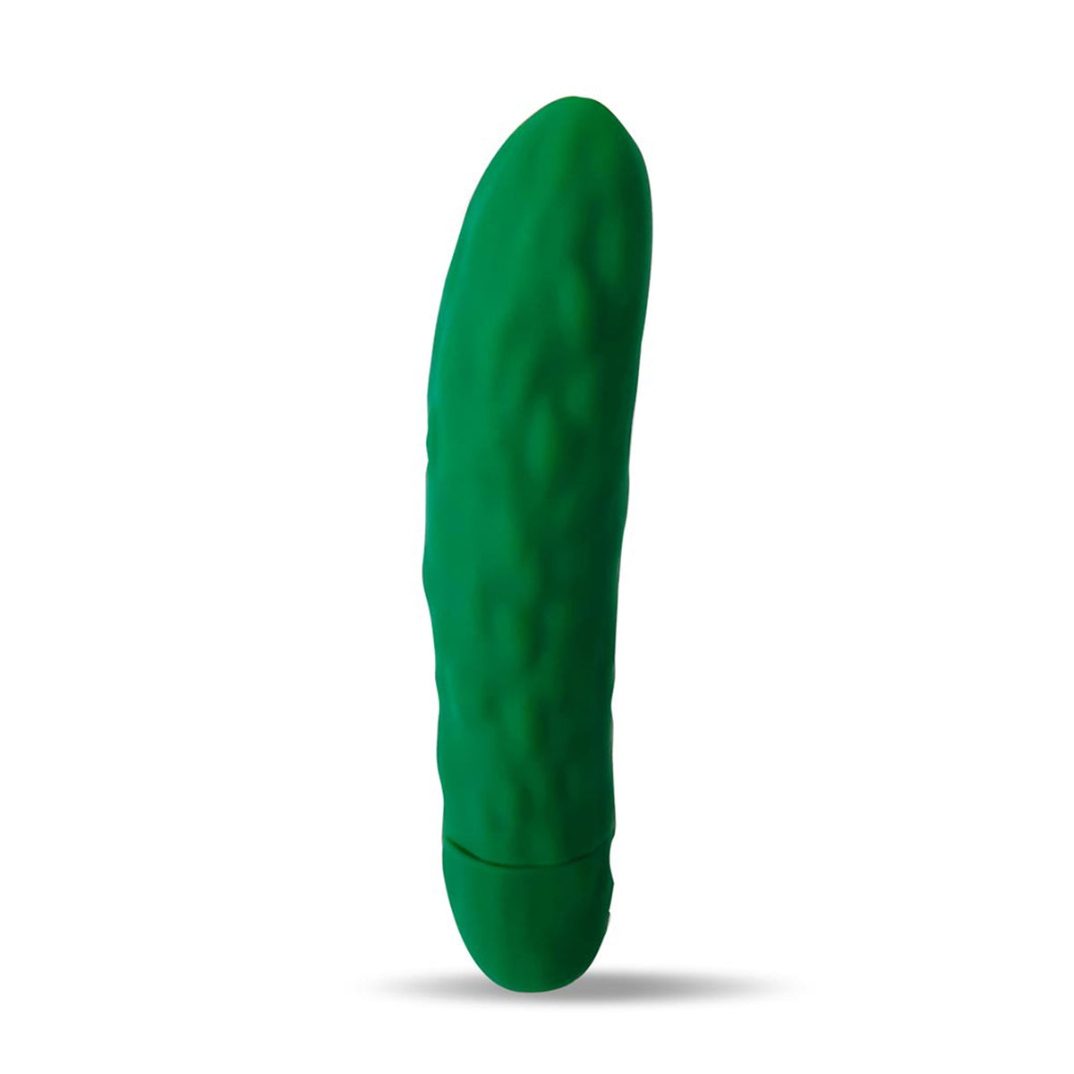 Sextoy vibrant cornichon en silicone, vue de côté.