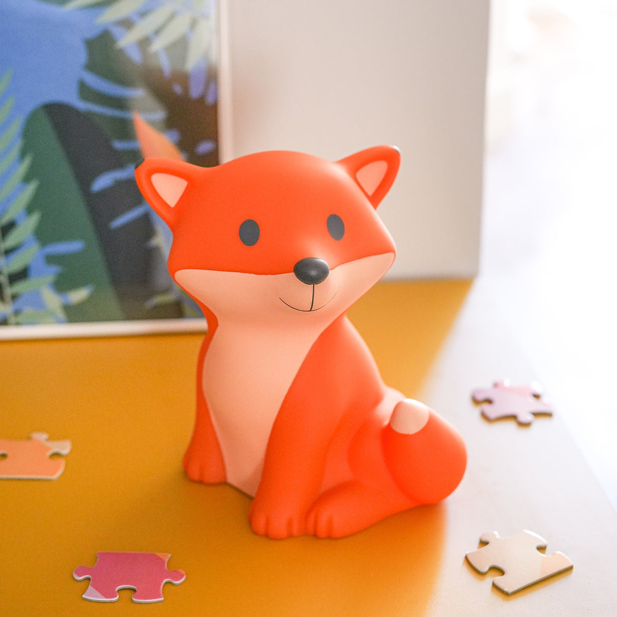 Veilleuse renard avec texture douce et lumière apaisante.