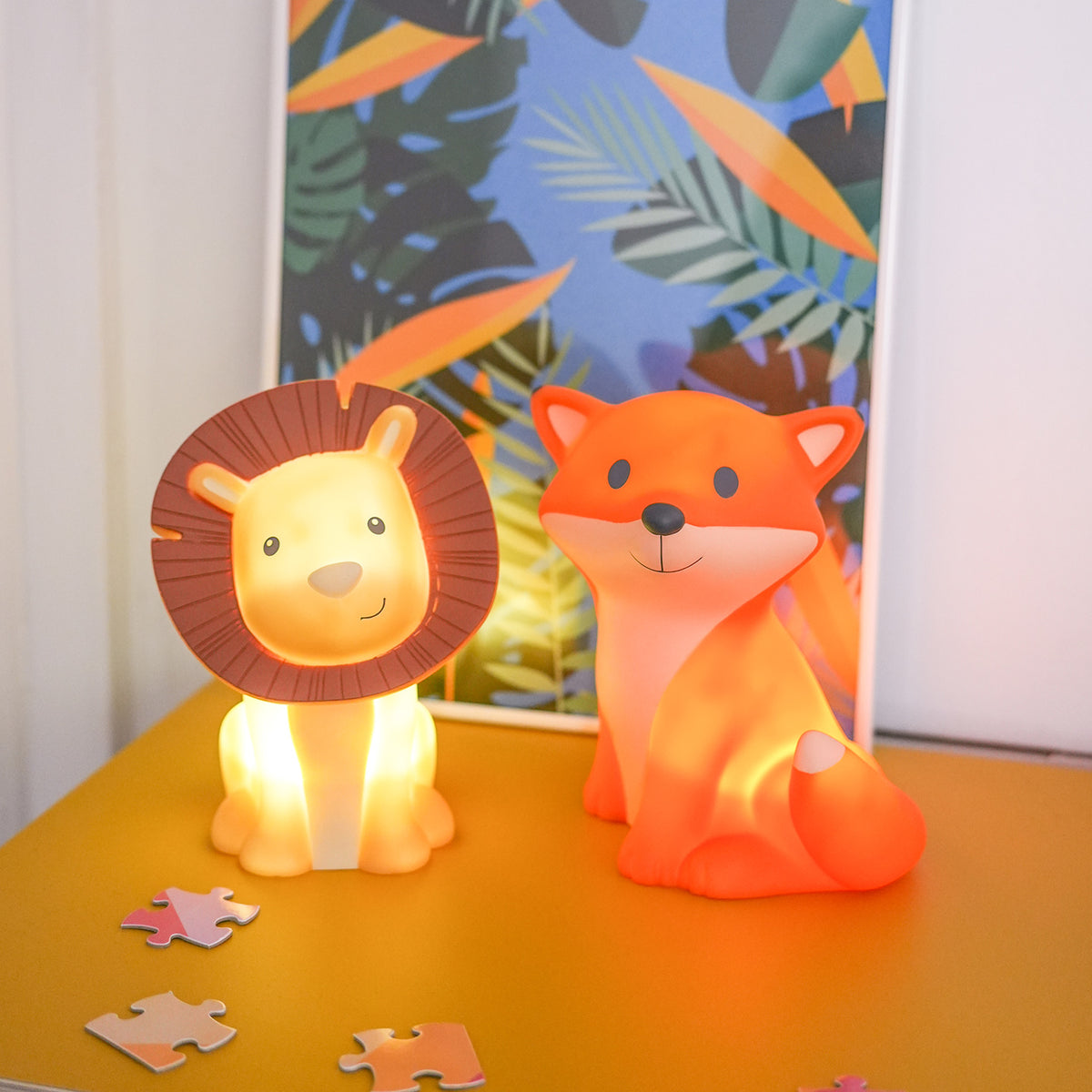 Veilleuse lion avec texture douce et lumière apaisante