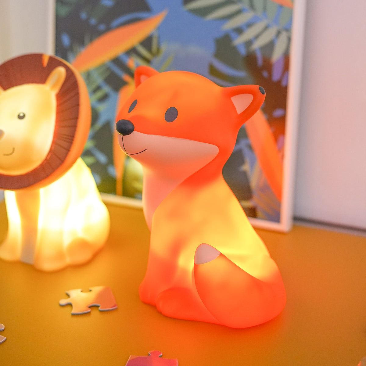 Veilleuse renard avec texture douce et yeux lumineux