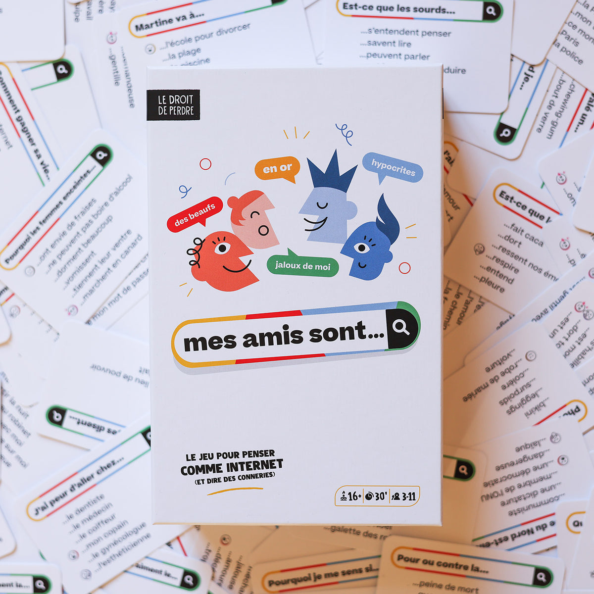 Jeu de société Mes amis sont... avec boîte et cartes illustrées.