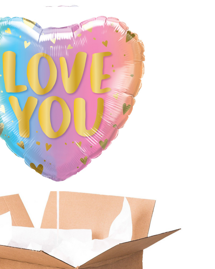 Ballon Love You Pastel sur fond blanc