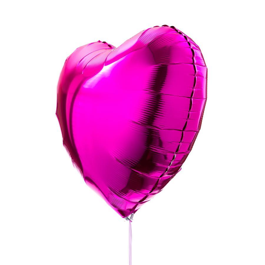Pack de 3 ballons en forme de coeurs rose magenta, idéal pour offrir en cadeau.