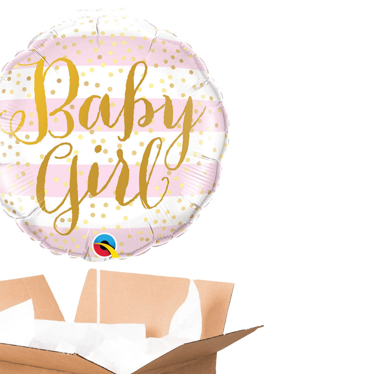 Ballon Baby Girl rose avec inscription, idéal pour une fête de naissance ou baby shower.