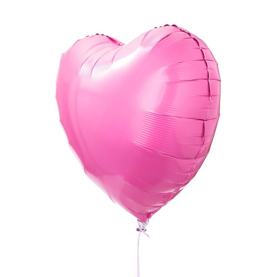 Pack 4 ballons coeurs rose bonbon, idéal pour offrir en cadeau.